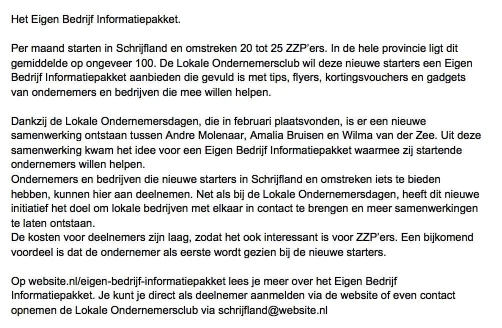 Pb informatiepakket
